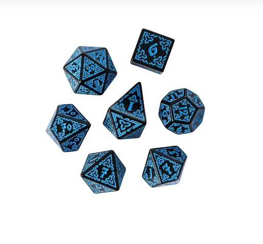 Acrylic Blue & Black DND Dice Set