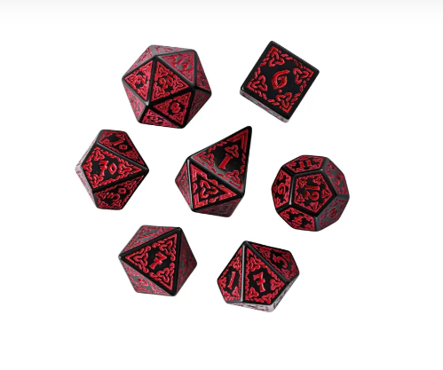 Acrylic Red & Black DND Dice Set