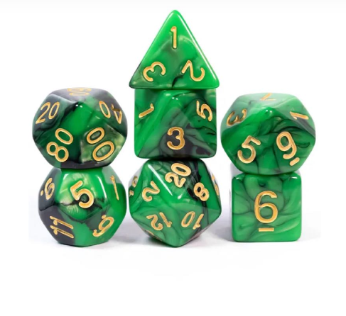 Acrylic Marble Green DND Dice Set
