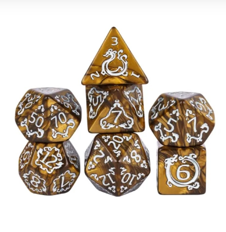 Acrylic Pattern Brown DND Dice Set